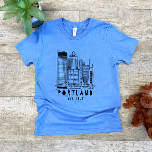 Downtown Portland, Oregon - Kid's Tee - Columbia Blue or Lavender