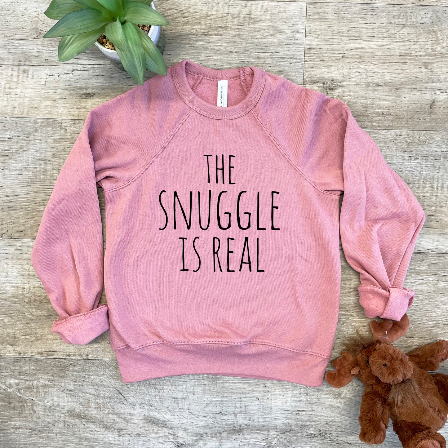 The Snuggle Is Real (Kids) - Kid's Sweatshirt - Heather Gray or Mauve