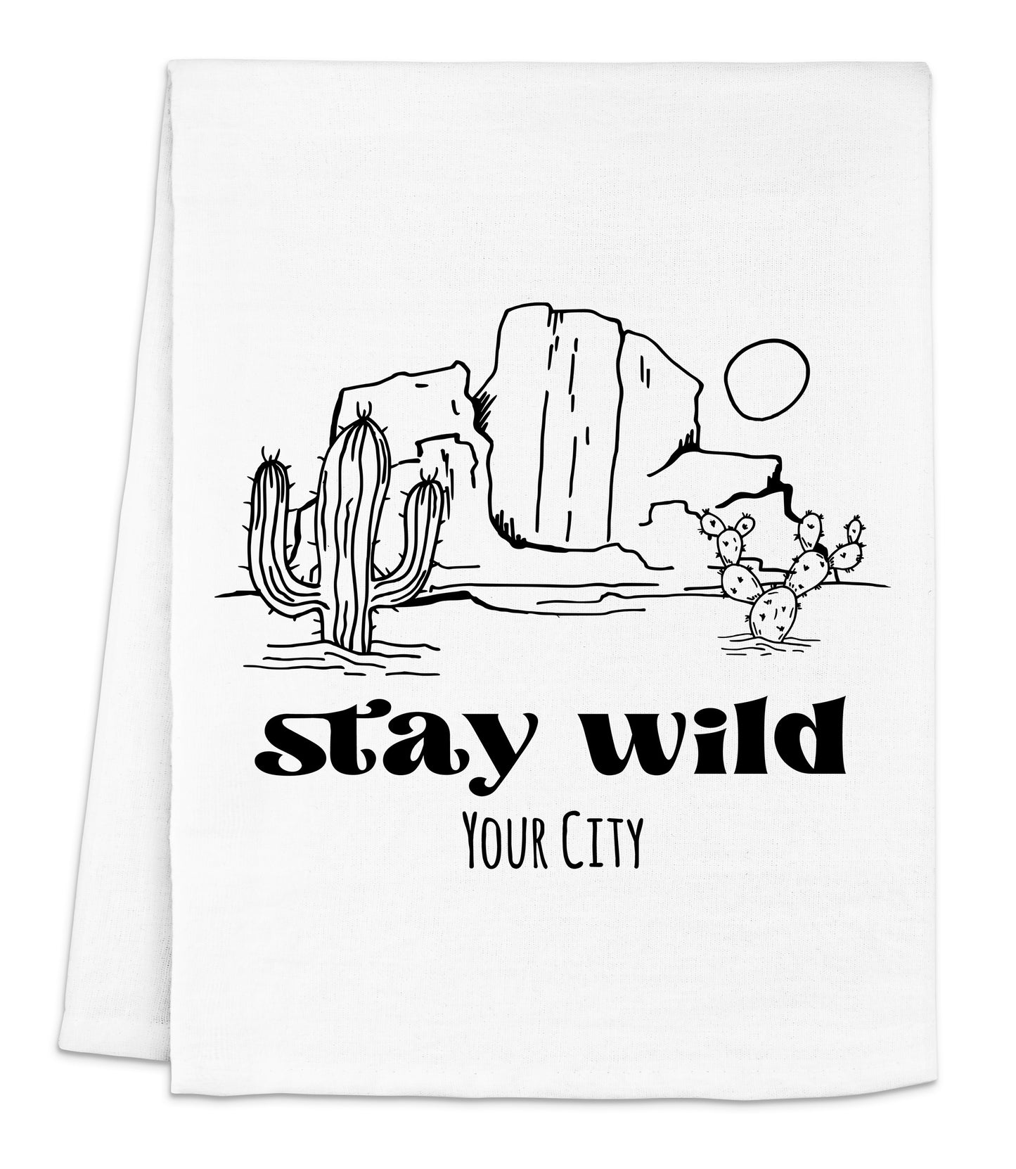 a white towel with the words stay wild on it