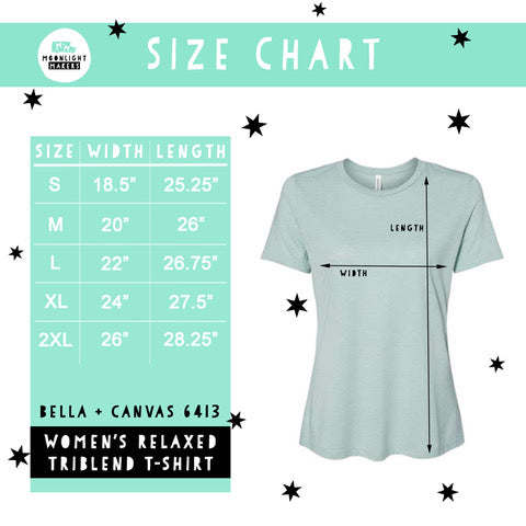 Size Chart Womens Crew Sweatshirt