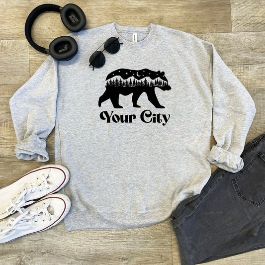 a sweatshirt that says your city with a bear on it