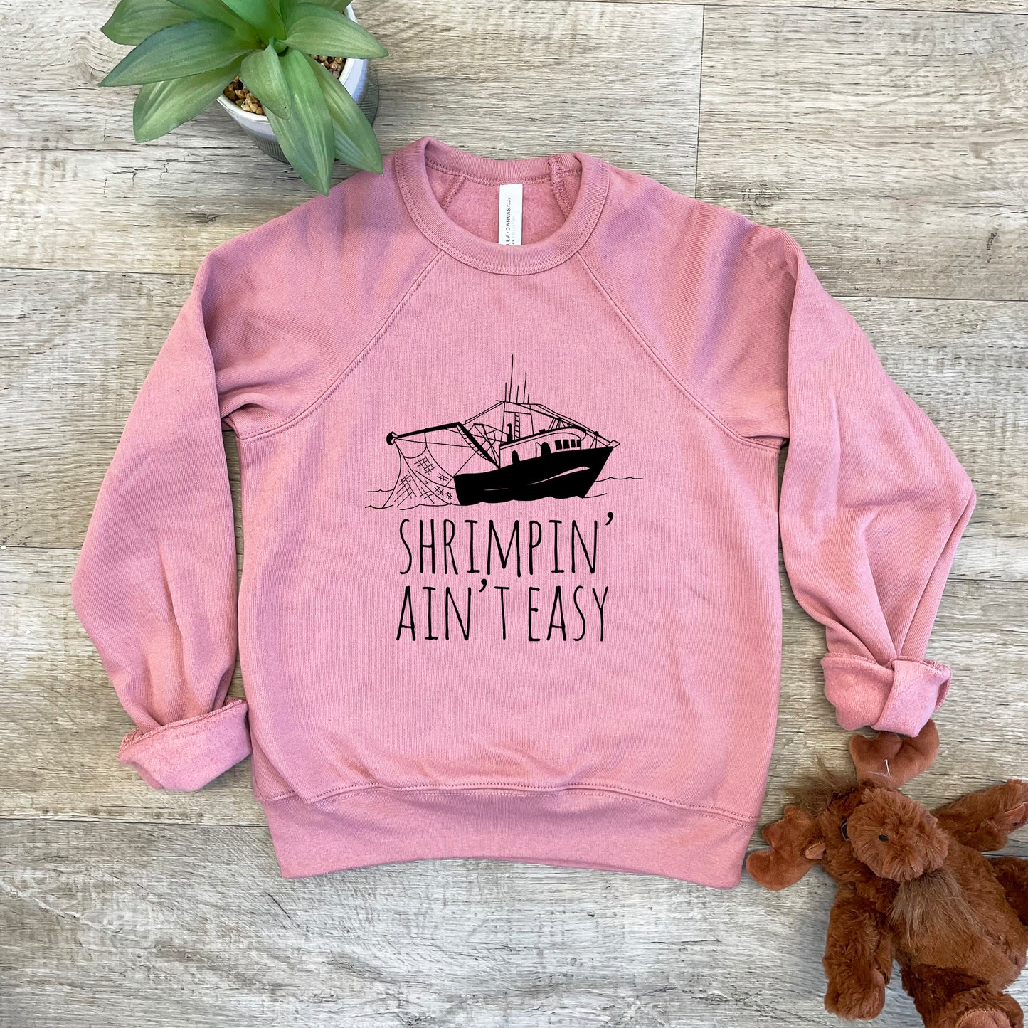 Shrimpin' Ain't Easy - Kid's Sweatshirt - Heather Gray or Mauve