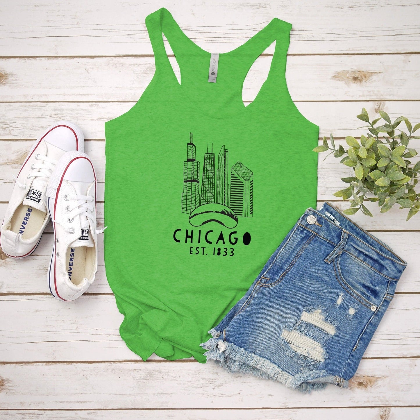 Chicago Skyline - Women's Tank - Heather Gray, Tahiti, or Envy