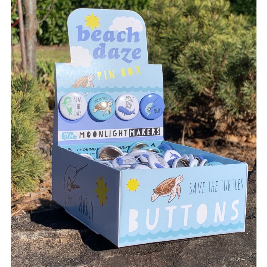 Beach Daze Pin Box - 200 Funny 1" Pins/Buttons - MoonlightMakers