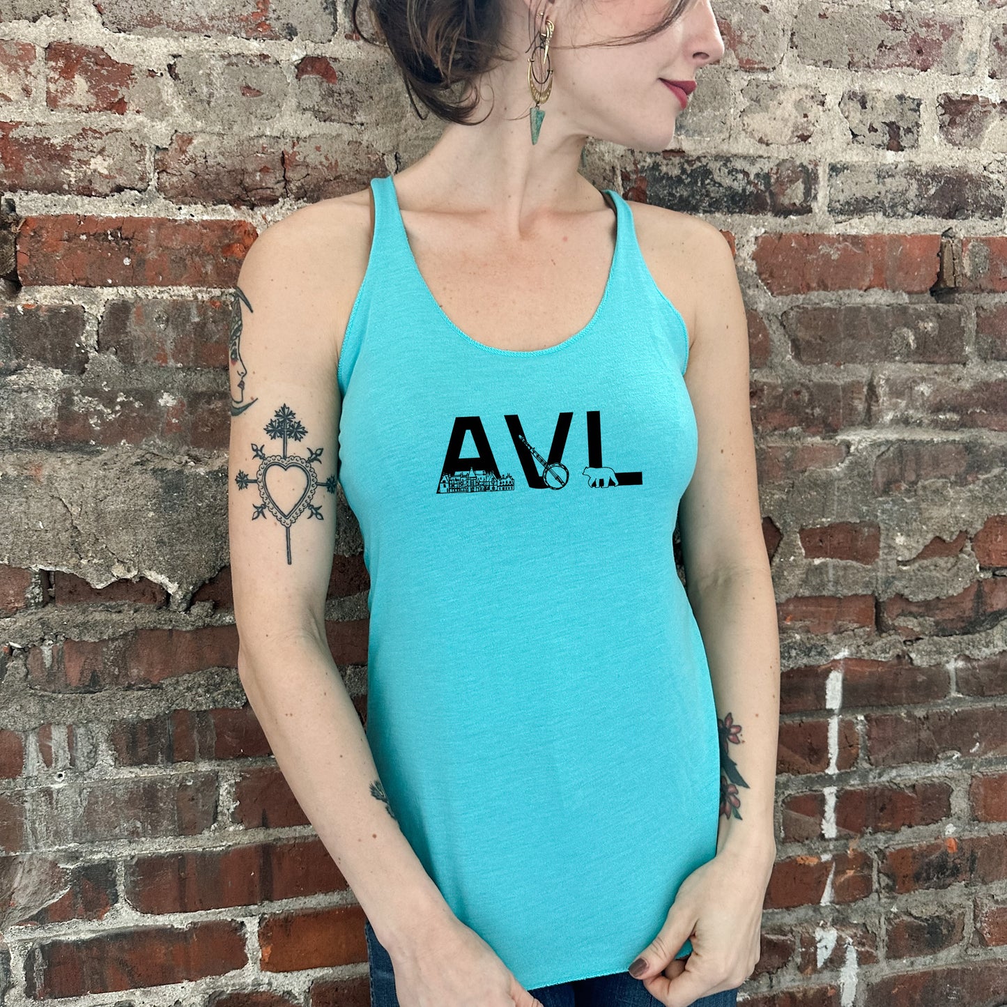 AVL (Asheville) - Women's Tank - Heather Gray, Tahiti, or Envy
