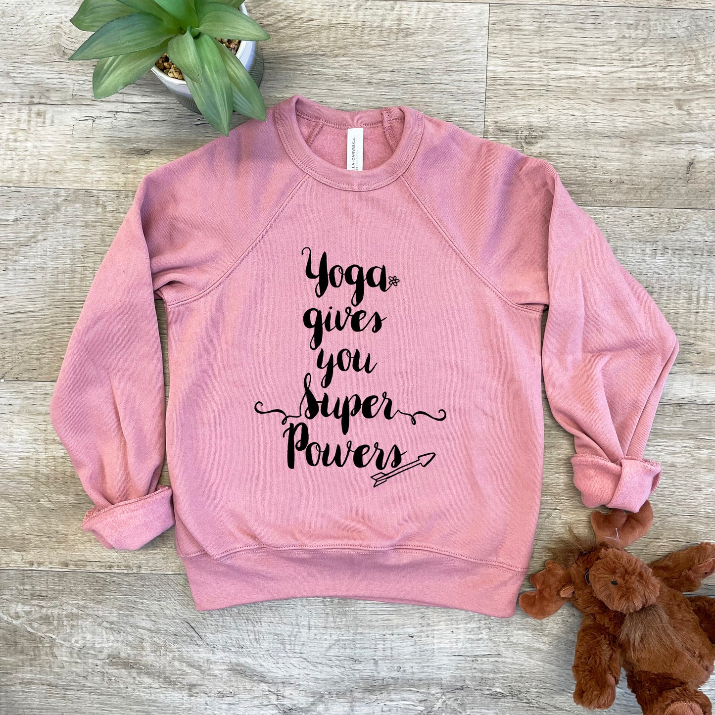 Yoga Gives You Superpowers - Kid's Sweatshirt - Heather Gray or Mauve