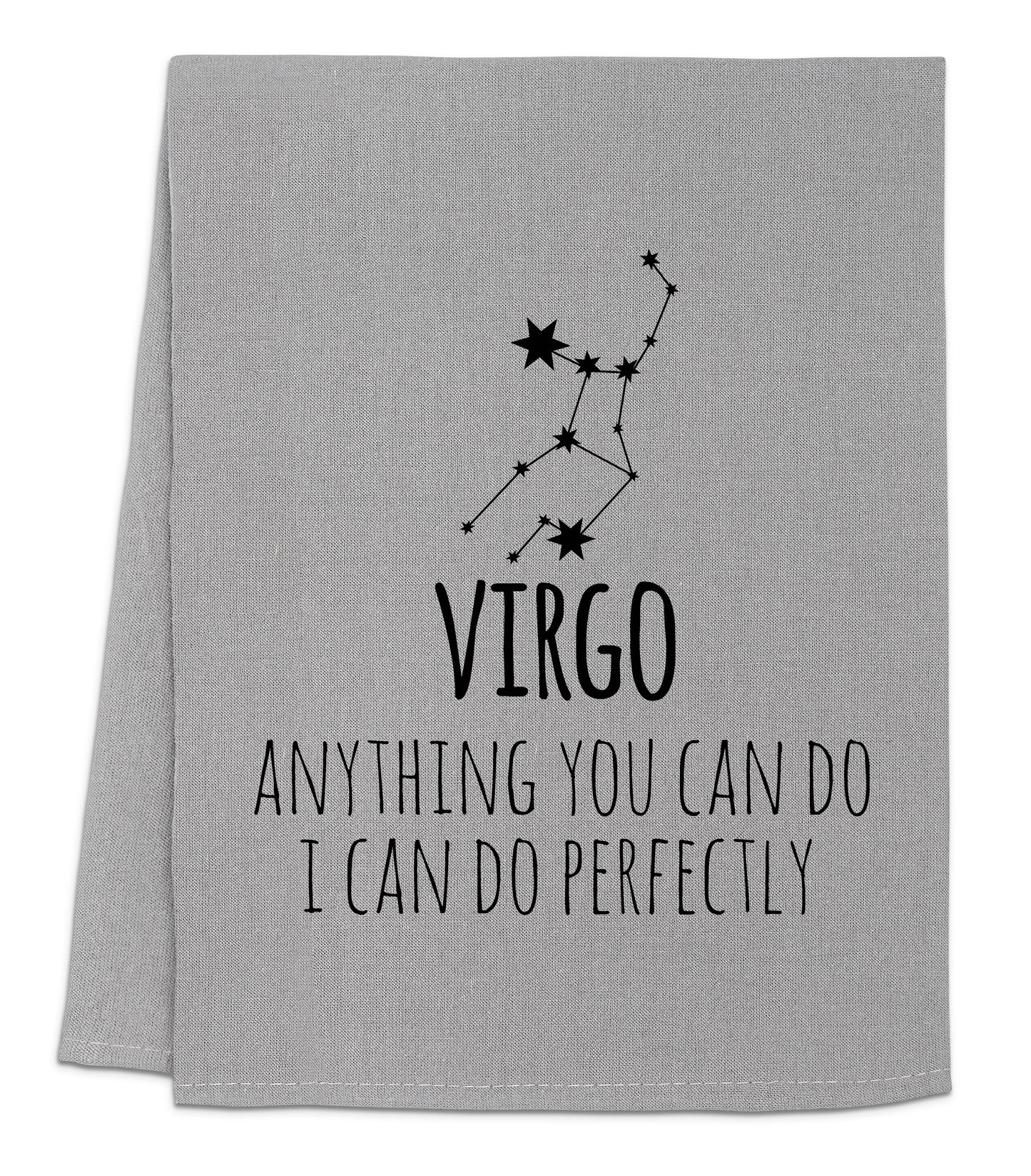 a towel with the words virgo on it