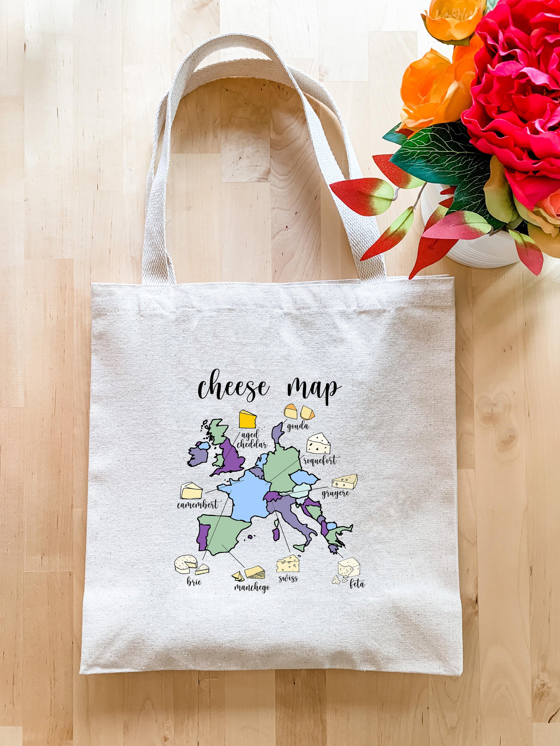 a white bag with a map of europe on it
