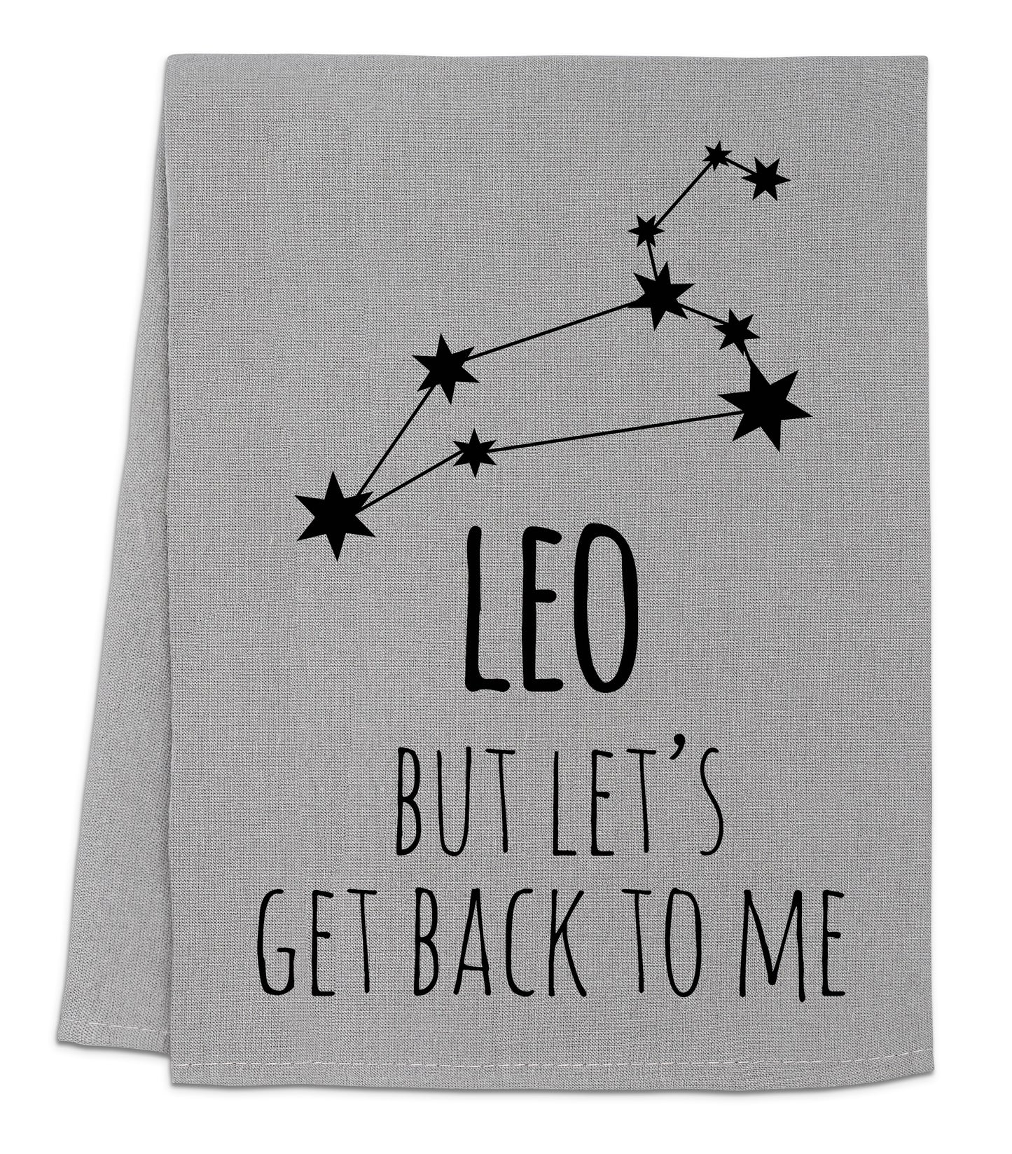 a towel with the words leo on it