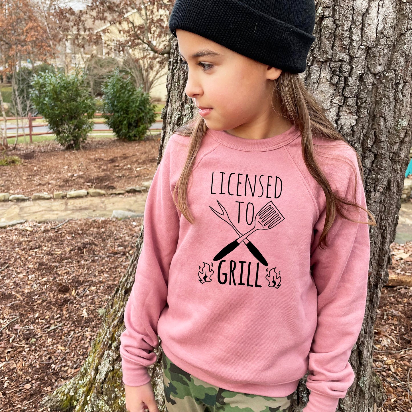 Licensed To Grill - Kid's Sweatshirt - Heather Gray or Mauve