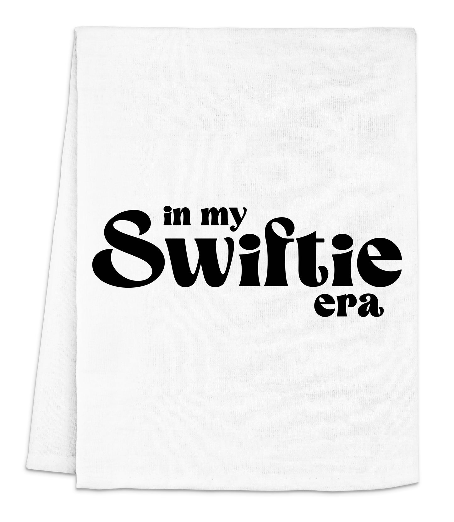 a white towel with the words in my swiffie era printed on it