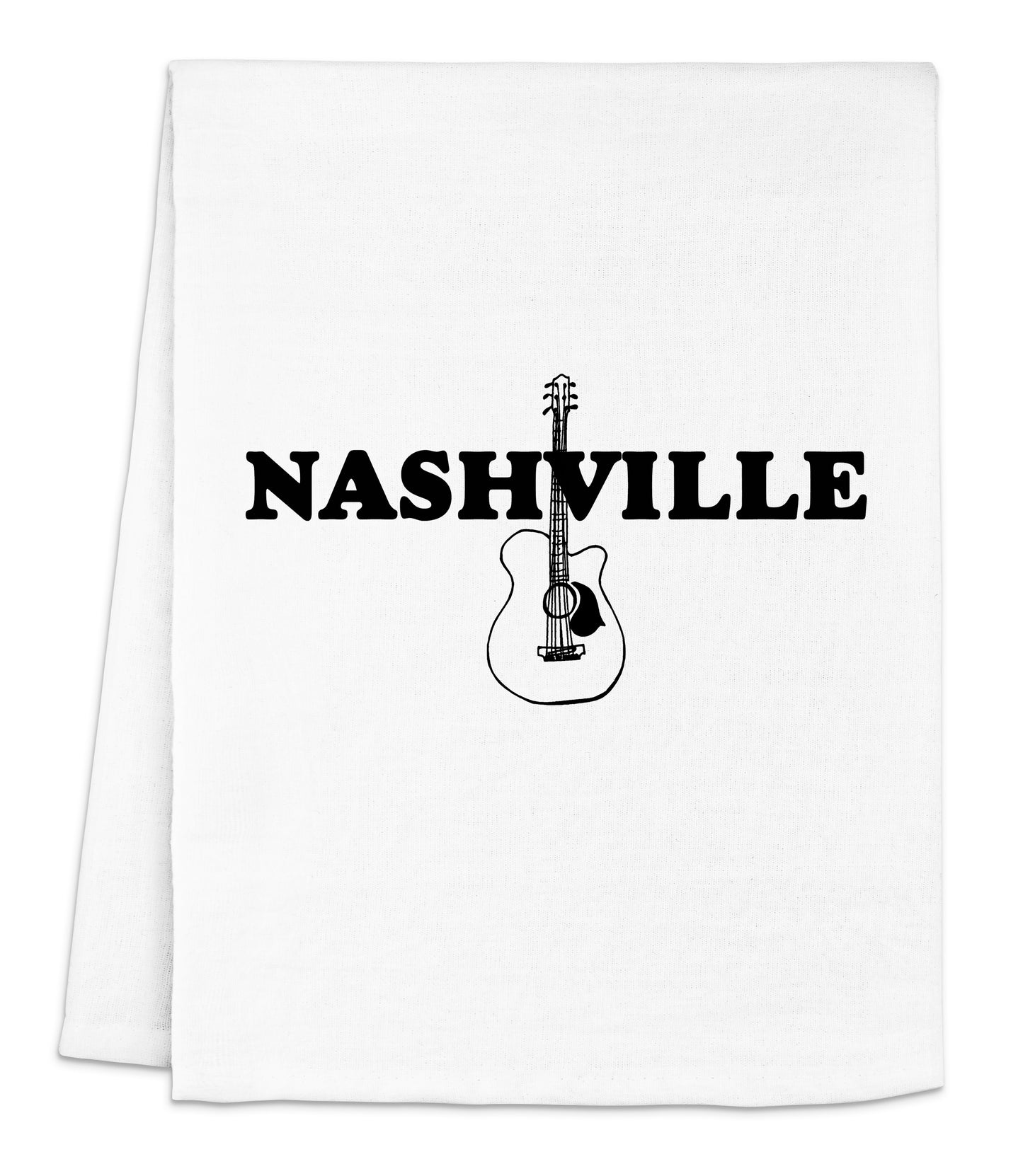 a white dish towel with the words nashville on it