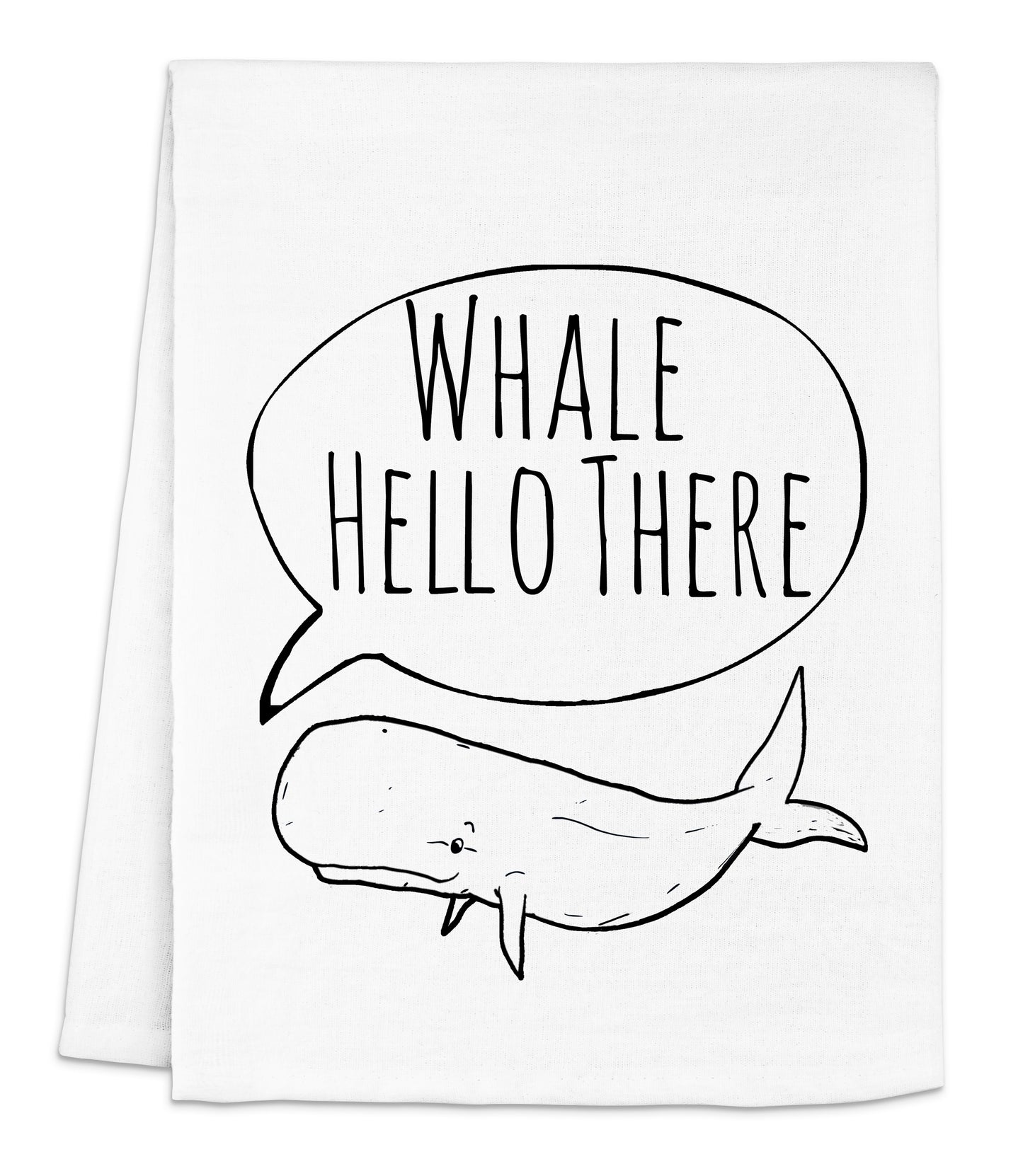 a black and white drawing of a whale with a speech bubble