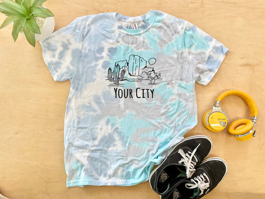 a t - shirt that says your city with a pair of headphones and a