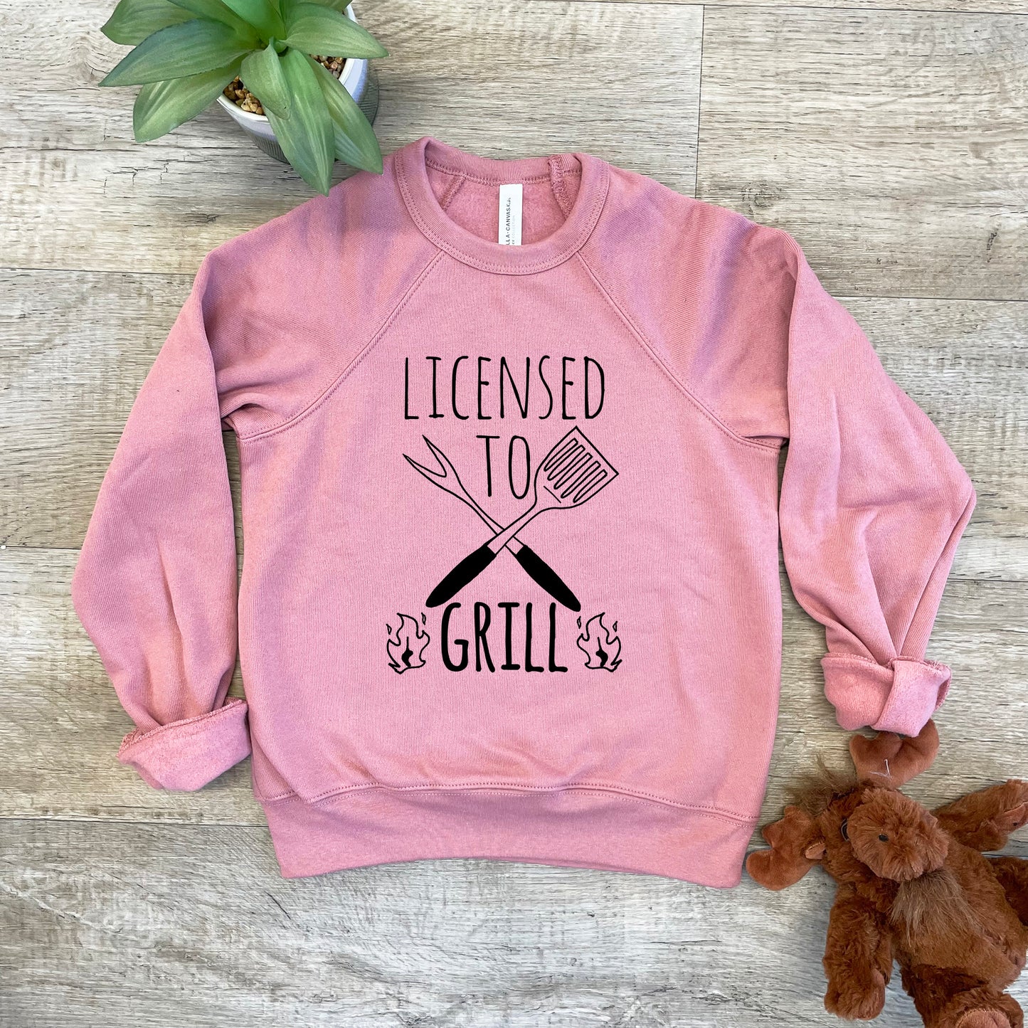 Licensed To Grill - Kid's Sweatshirt - Heather Gray or Mauve