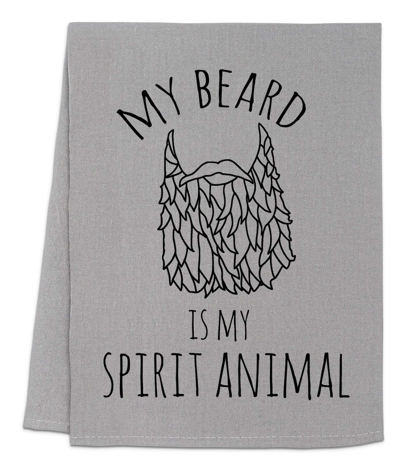 a towel with an image of a beard that says, my beard is my spirit