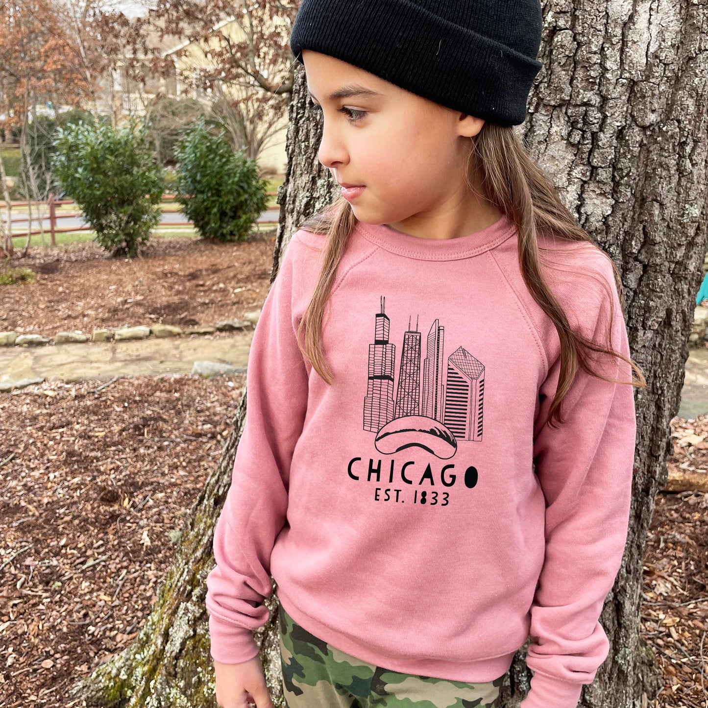 Chicago Skyline - Kid's Sweatshirt - Heather Gray or Mauve