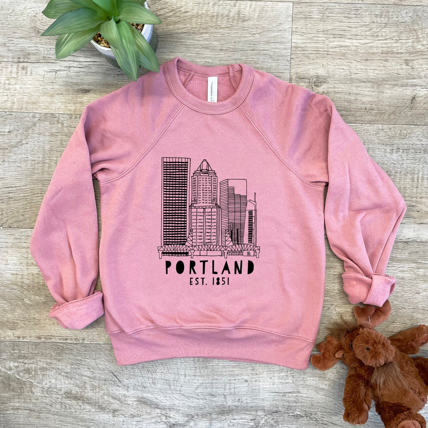 Downtown Portland, Oregon - Kid's Sweatshirt - Heather Gray or Mauve