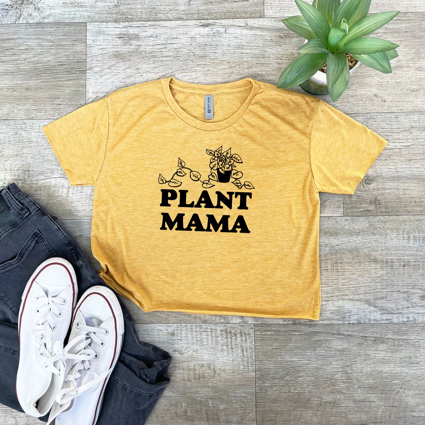 Plant Mama - Women's Crop Tee - Heather Gray or Gold