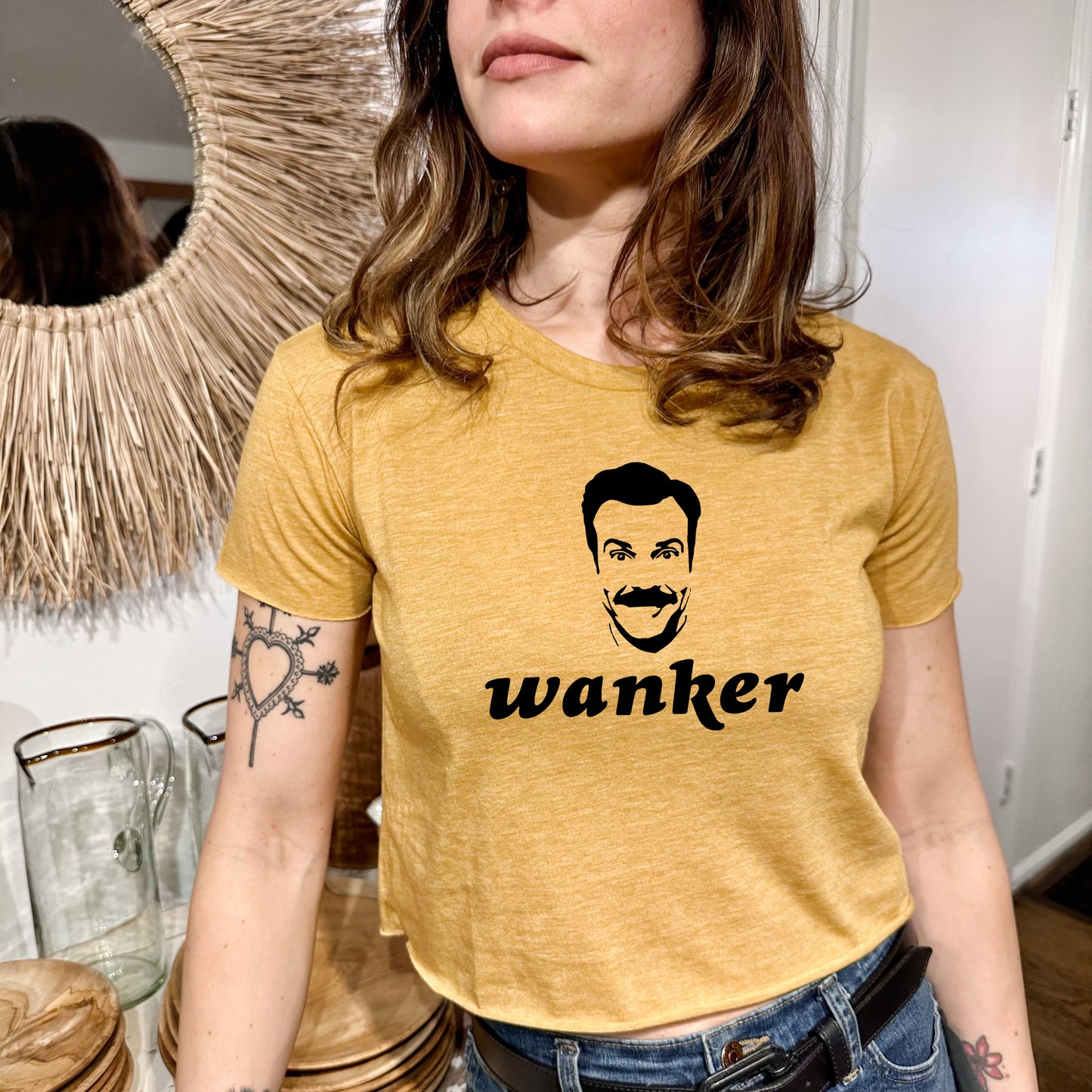 Wanker (Ted Lasso) - Women's Crop Tee - Heather Gray or Gold