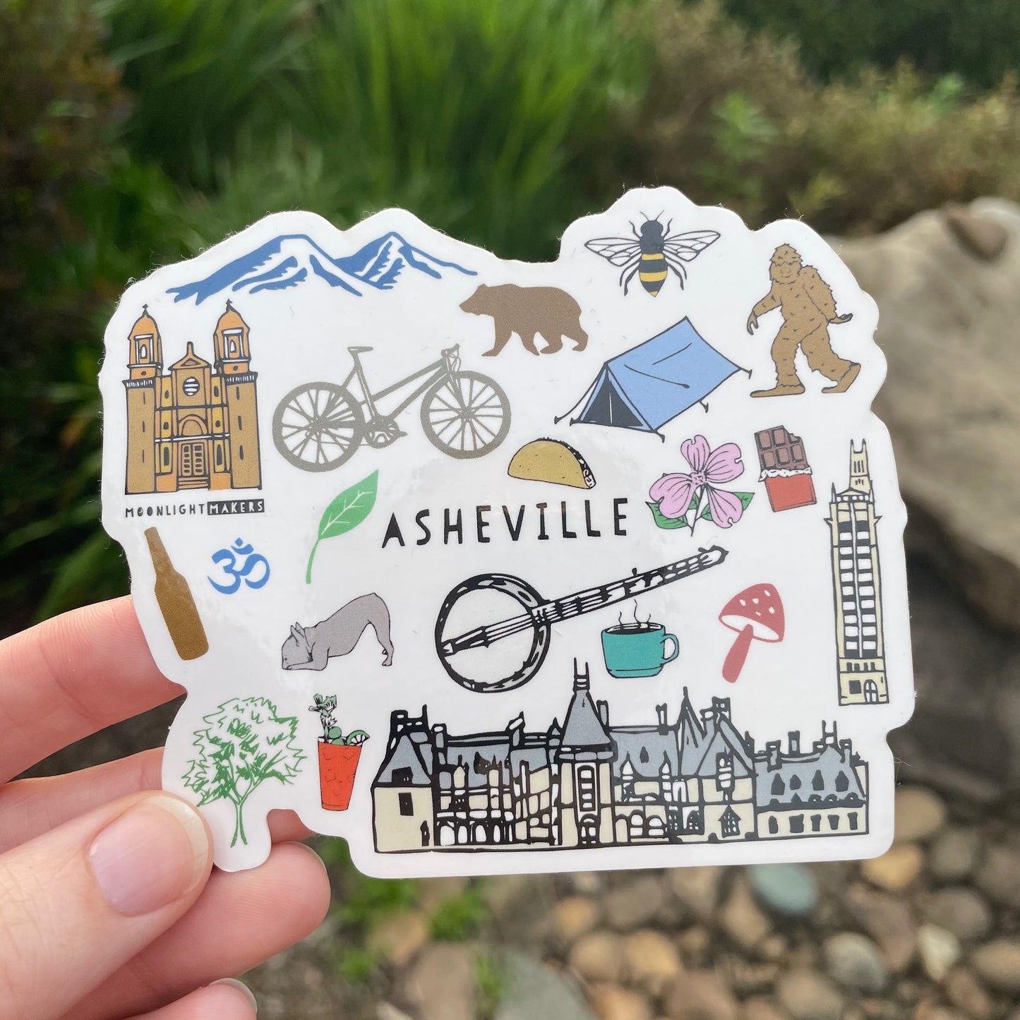 Asheville Collage Mix - Die Cut Sticker - MoonlightMakers