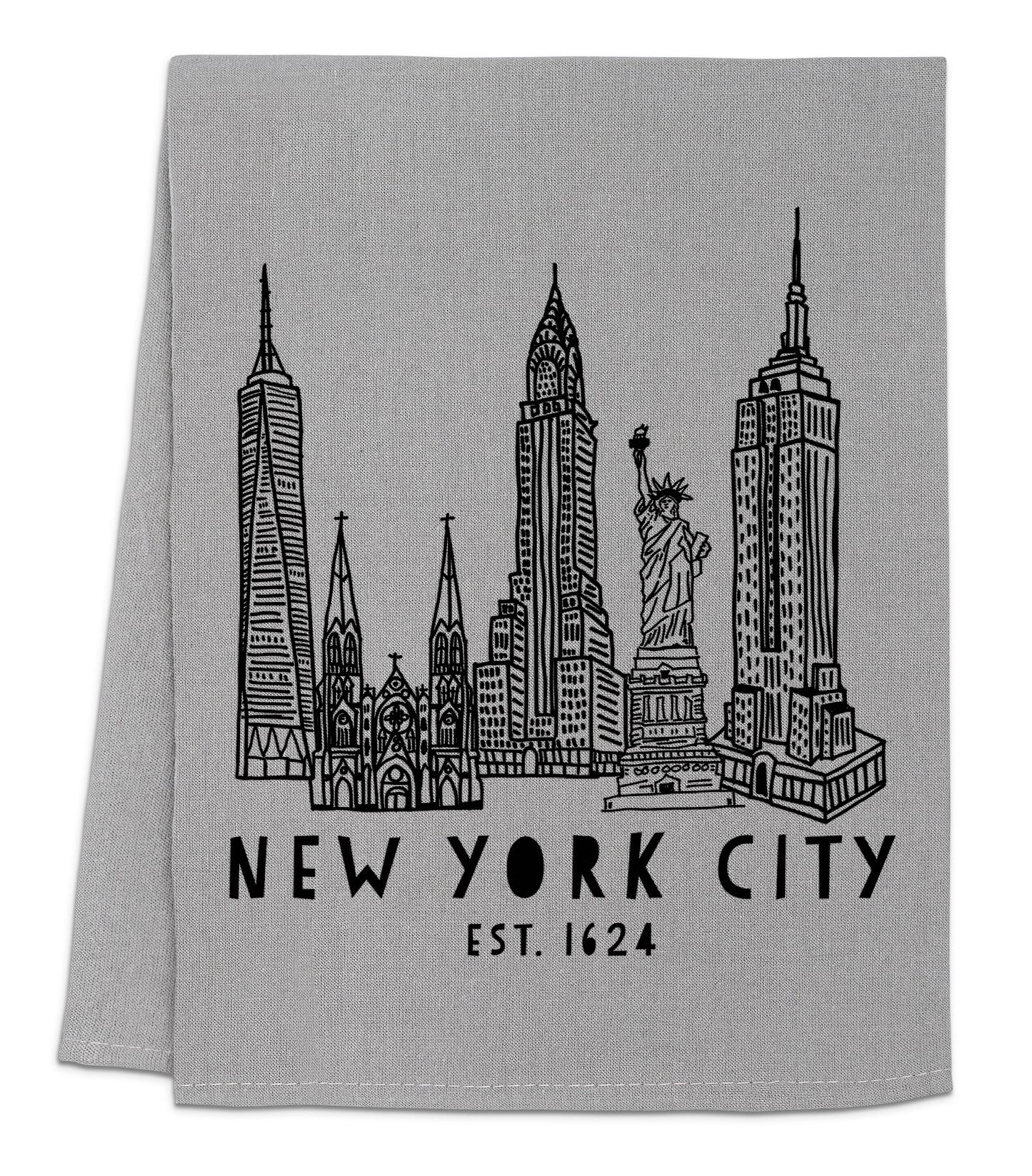 a towel with the new york city skyline on it