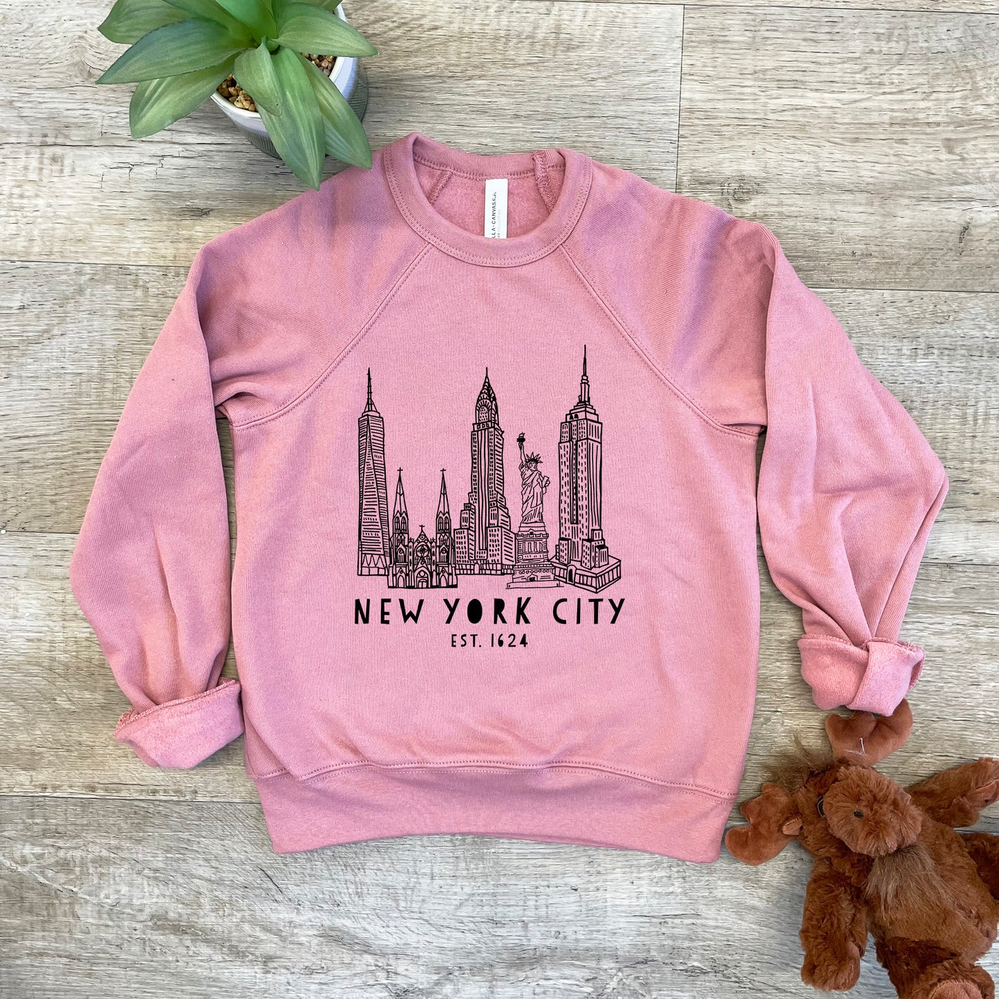 New York City Skyline (NYC) - Kid's Sweatshirt - Heather Gray or Mauve