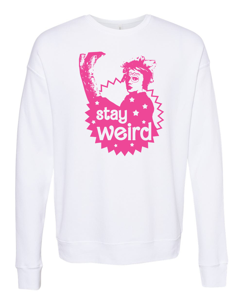 Stay Weird - Unisex Sweatshirt - White with Pink Ink