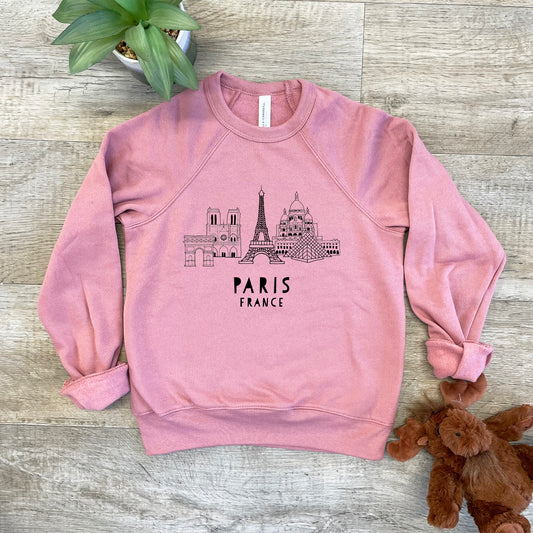 Paris Skyline - Kid's Sweatshirt - Heather Gray or Mauve
