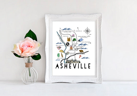 Asheville Map - 8"x10" Wall Print