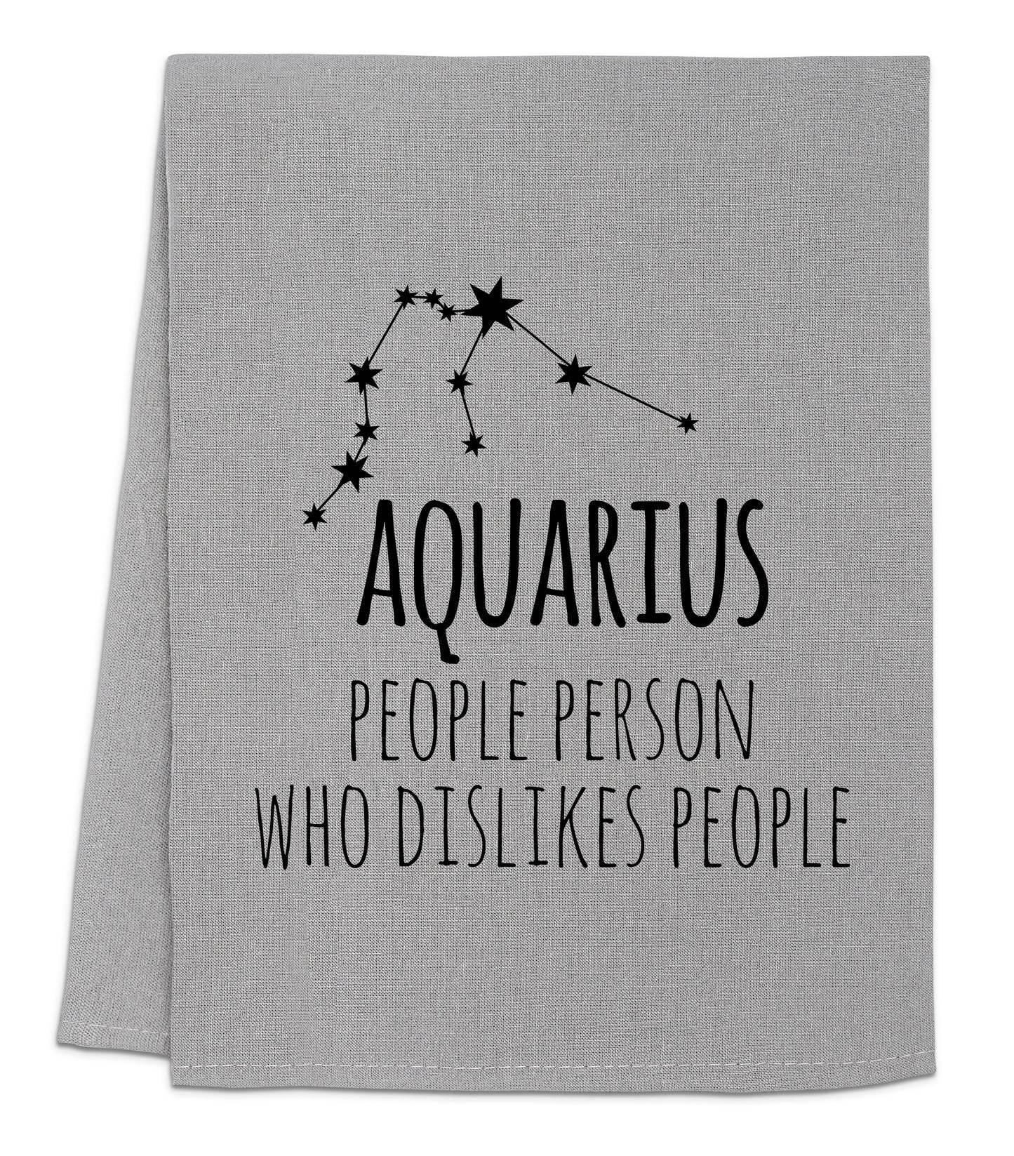 a towel with the words aquarius on it