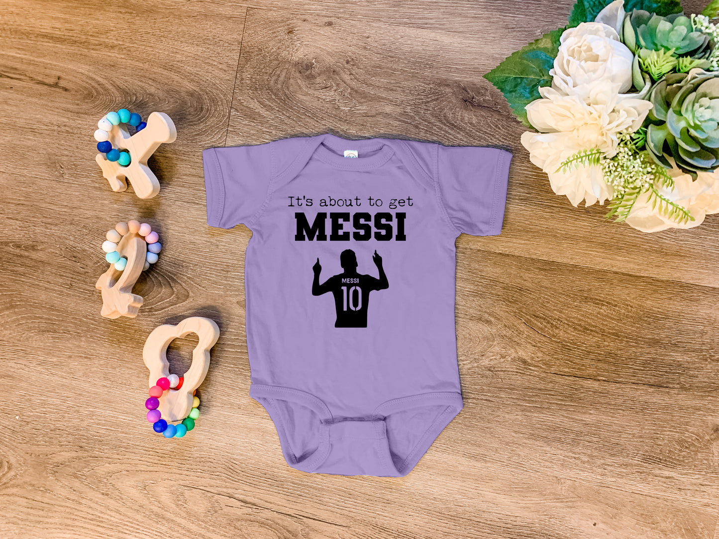 It's About To Get Messi (Soccer) - Onesie - Heather Gray, Chill, or Lavender