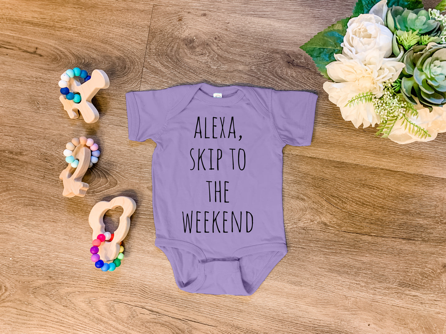 Alexa, Skip to the Weekend - Onesie - Heather Gray, Chill, or Lavender