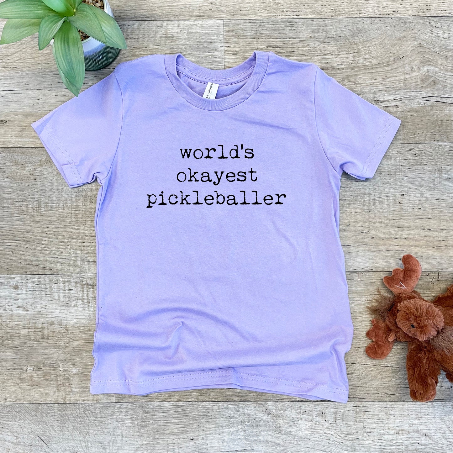 World's Okayest Pickleballer - Kid's Tee - Columbia Blue or Lavender