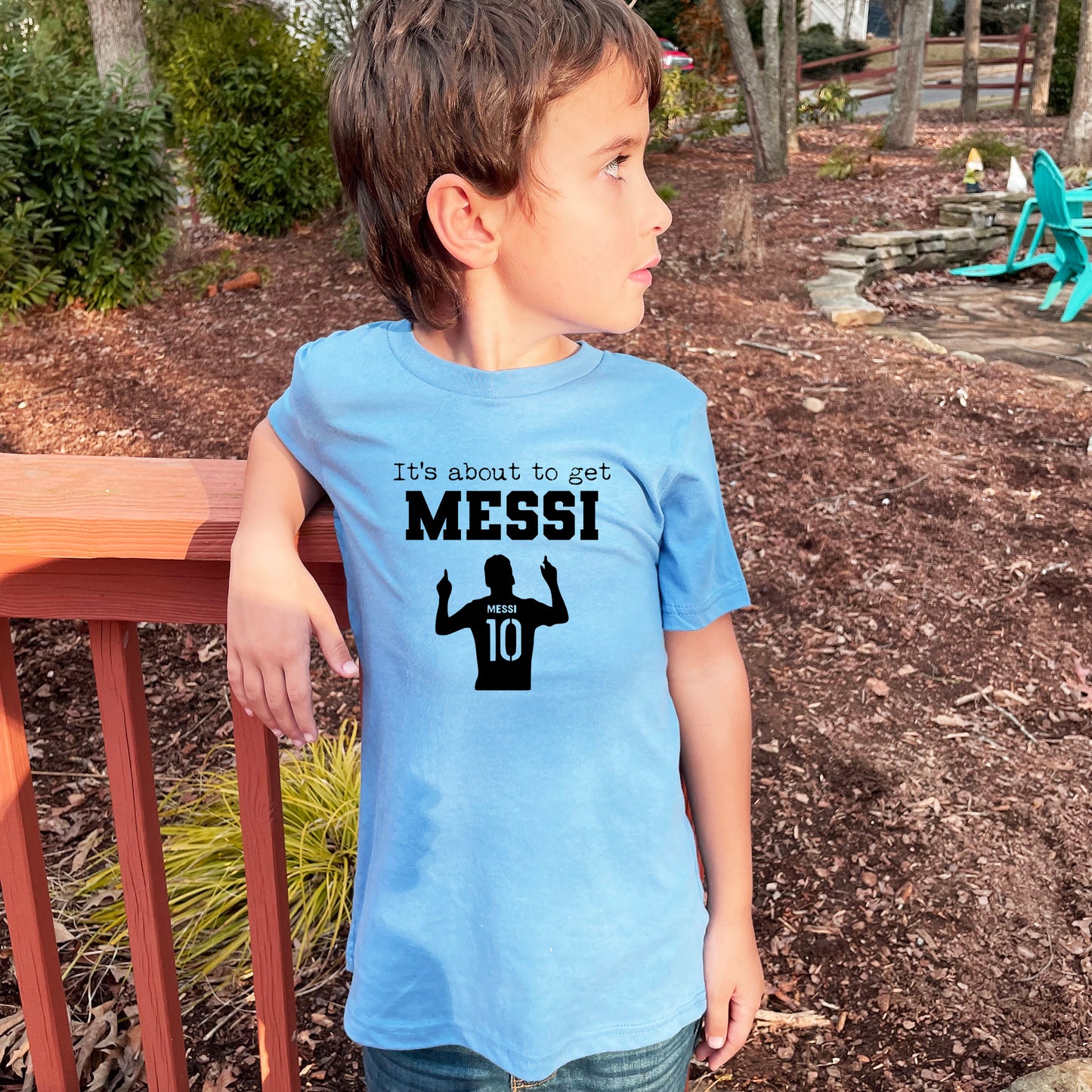 It's About To Get Messi (Soccer) - Kid's Tee - Columbia Blue or Lavender