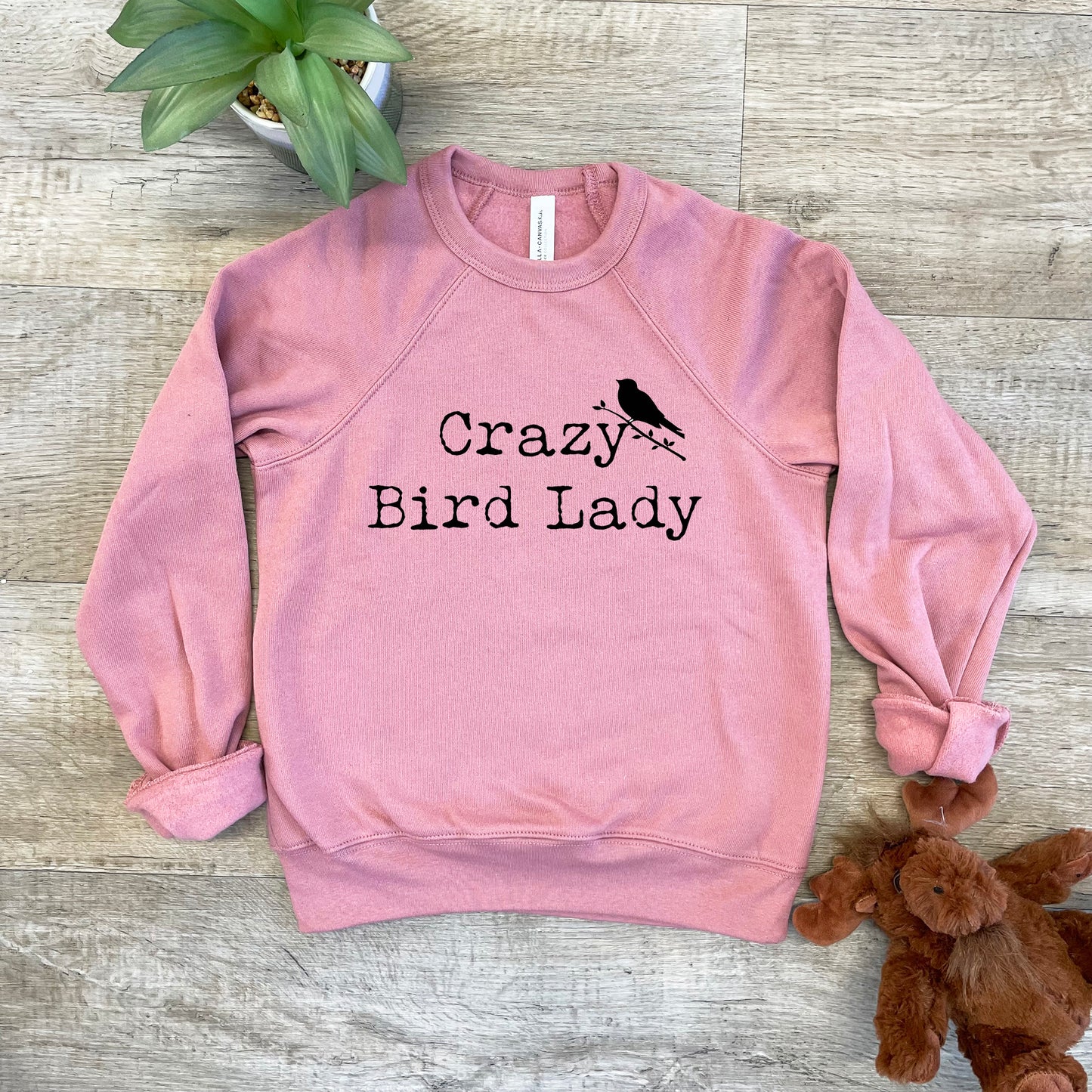 Crazy Bird Lady - Kid's Sweatshirt - Heather Gray or Mauve