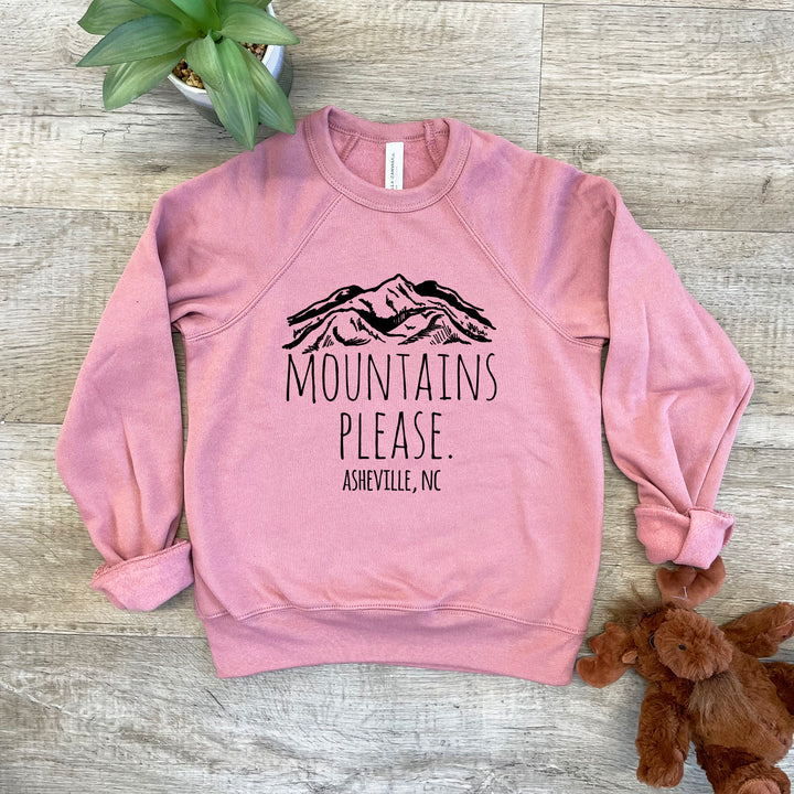 Mountains Please Asheville, Asheville, NC - Kid's Sweatshirt