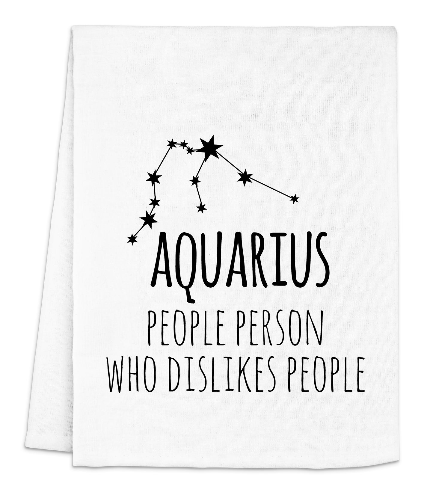 a white towel with the words aquarius on it