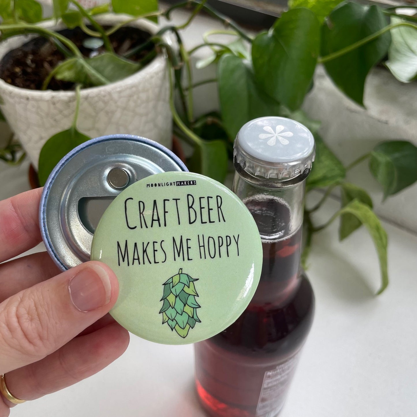 SALE - Craft Beer Makes Me Hoppy - Bottle Opener - MoonlightMakers
