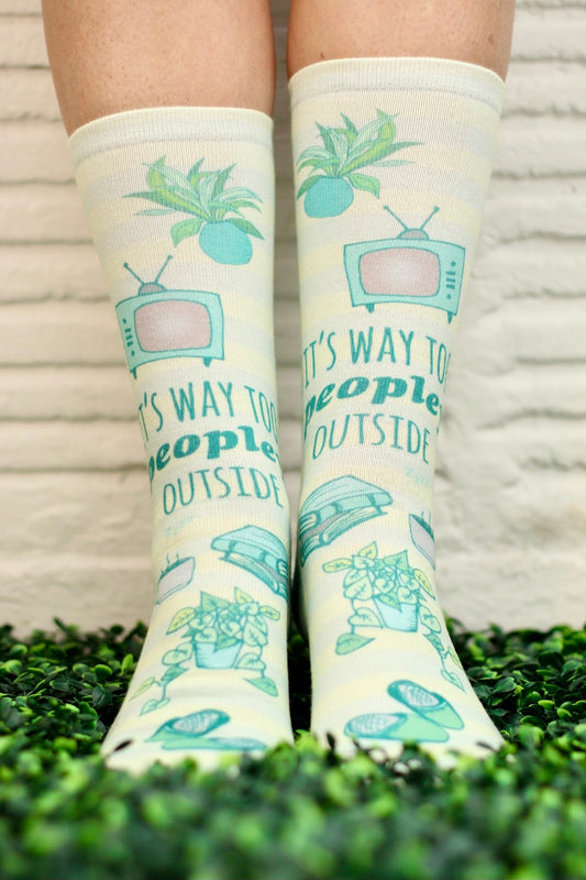 It's Way Too Peopley Outside - Novelty Socks - MoonlightMakers