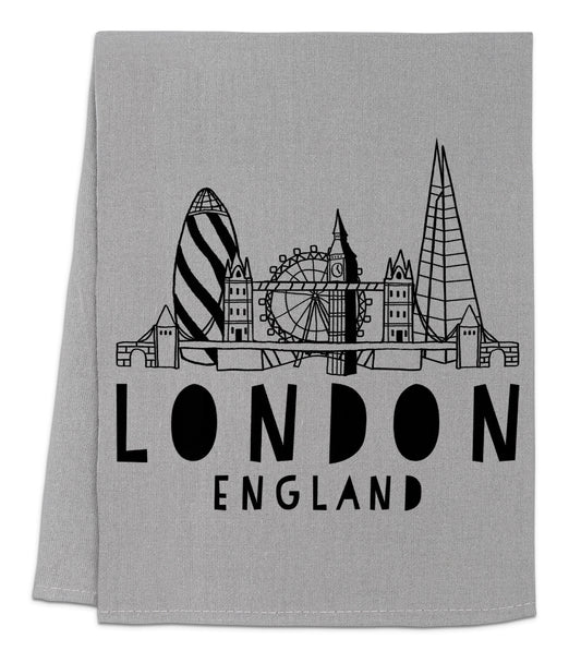a towel with a picture of london on it