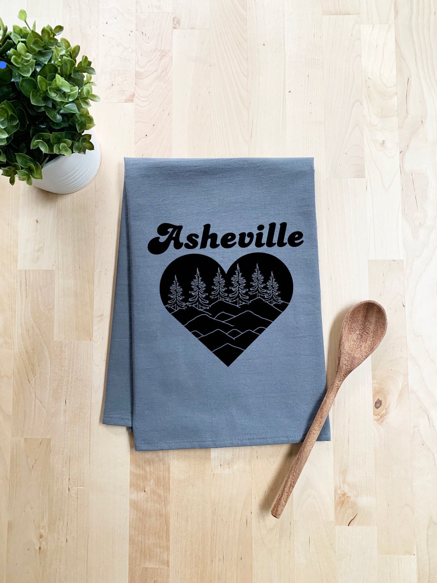 Asheville Heart Dish Towel - White Or Gray