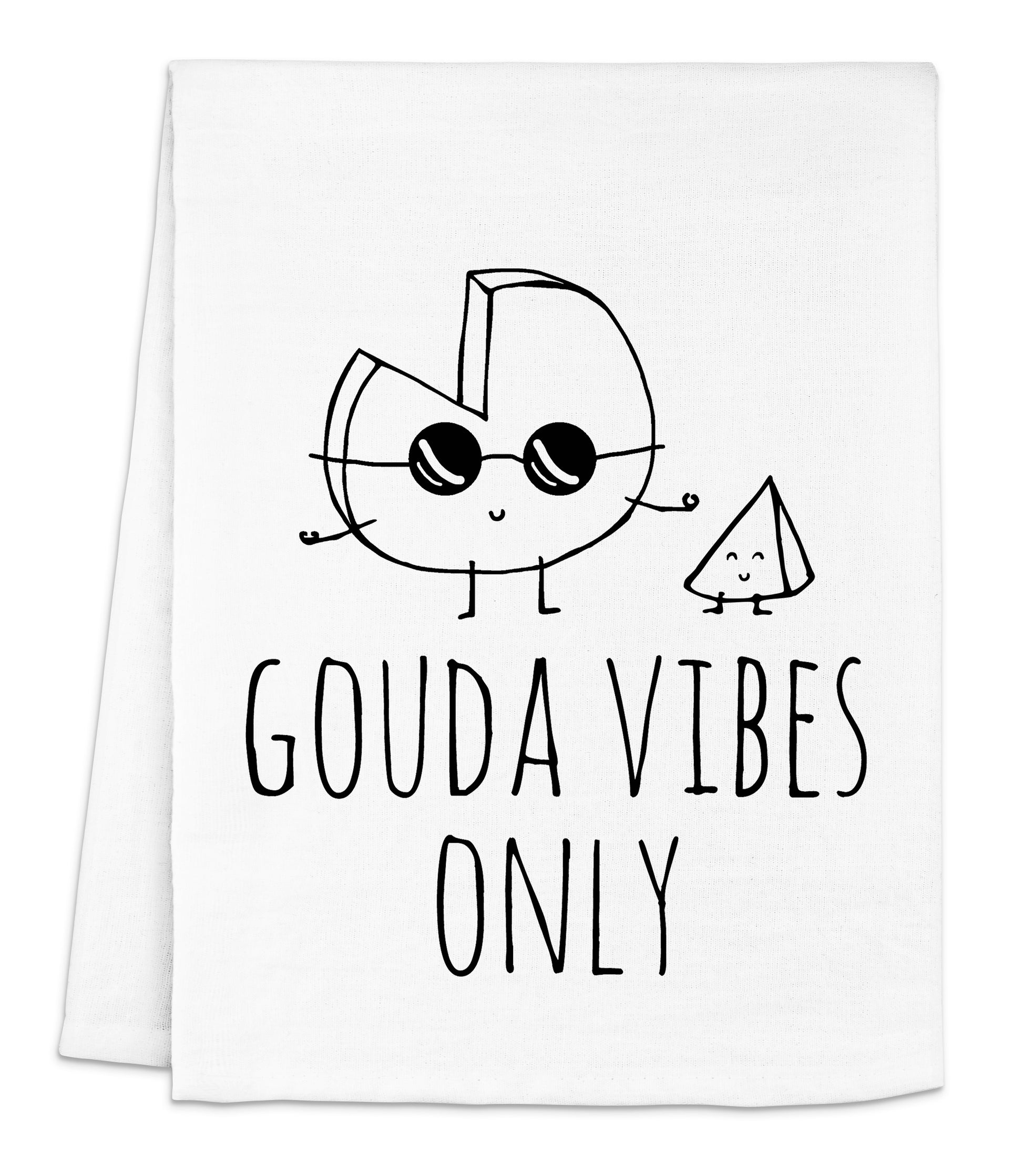a white towel with the words goua vibes only printed on it