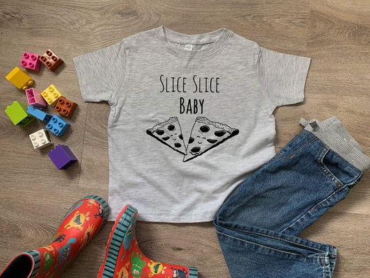 Slice Slice Baby (Pizza) - Toddler Tee - Heather Gray