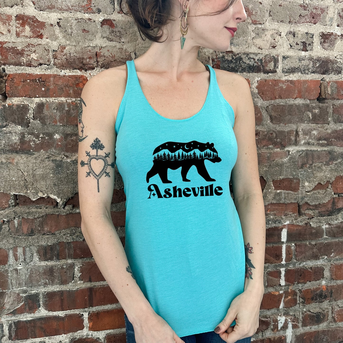 Asheville Bear - Women's Tank - Heather Gray, Tahiti, or Envy