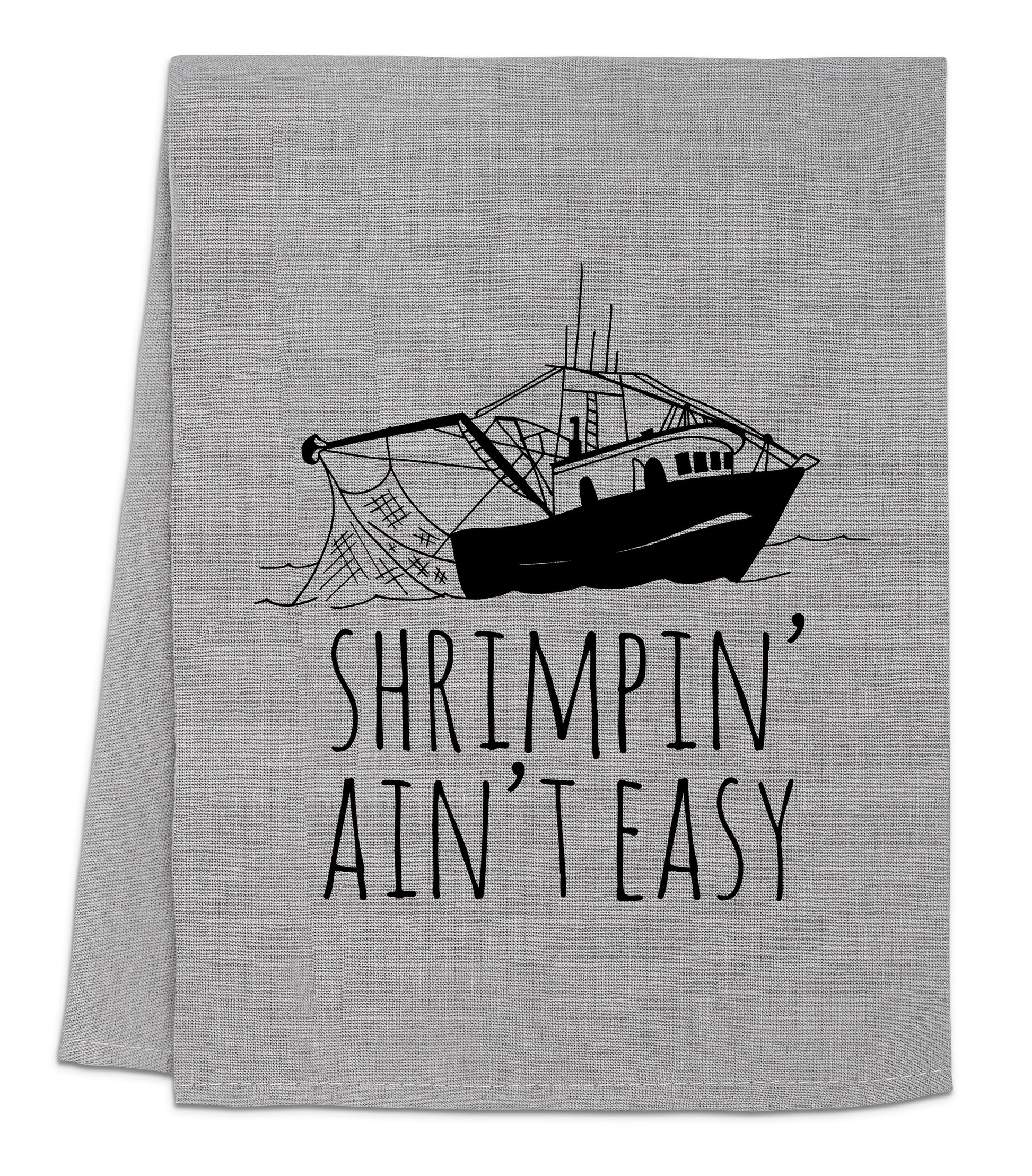 a towel with a fishing boat on it