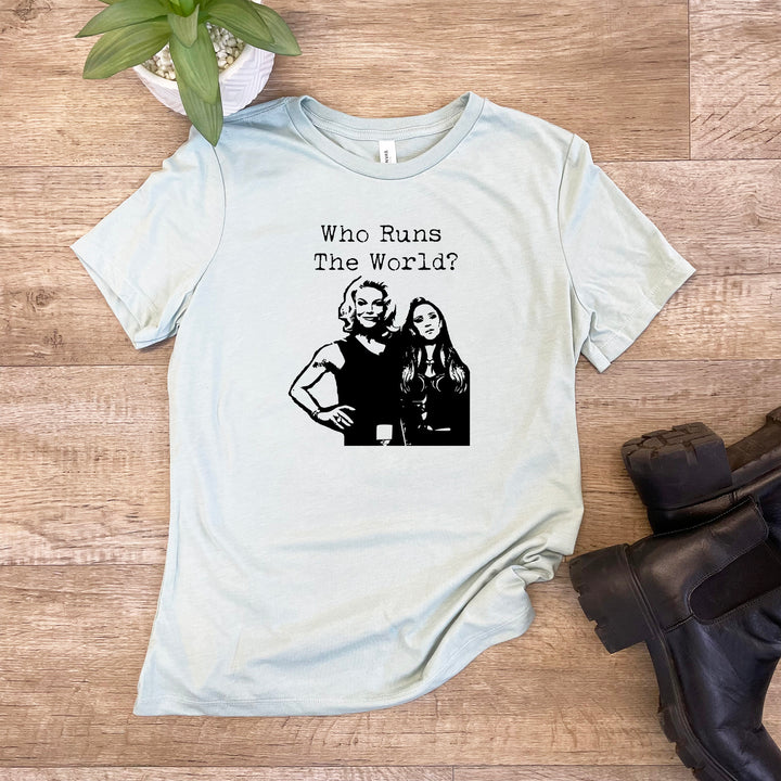 Who Runs The World - Women's Crew Tee - Dusty Blue or Olive
