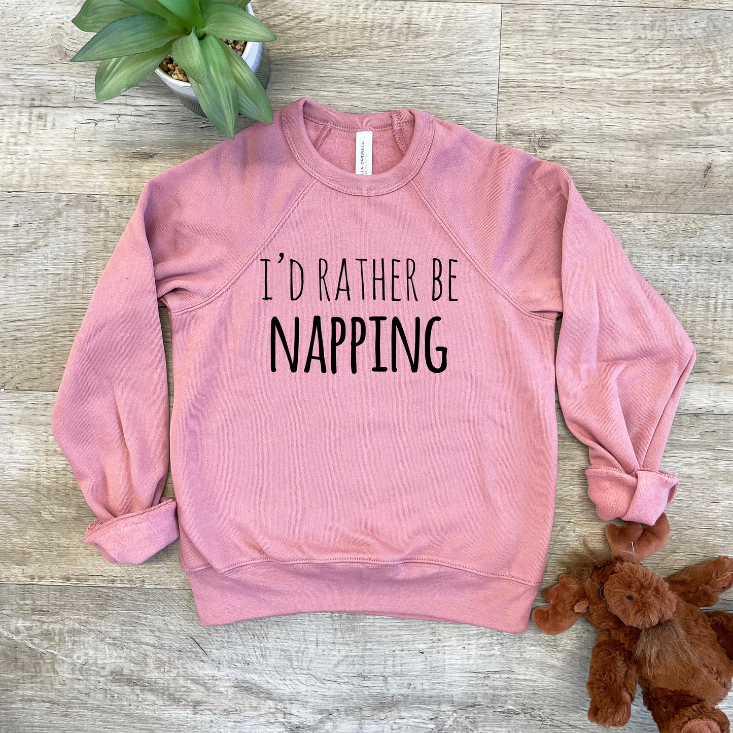 I'd Rather Be Napping - Kid's Sweatshirt - Heather Gray or Mauve