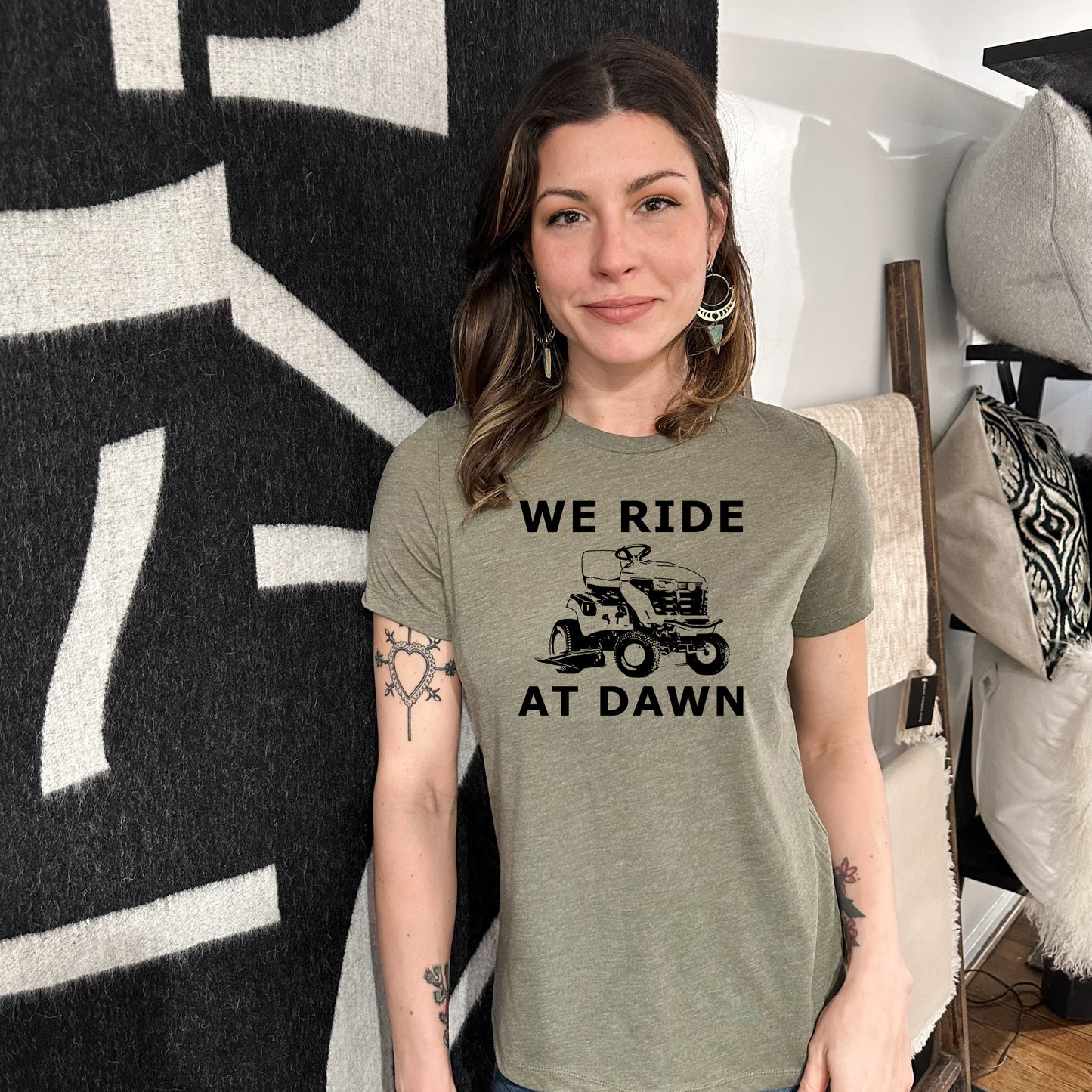 We Ride At Dawn - Women's Crew Tee - Olive or Dusty Blue