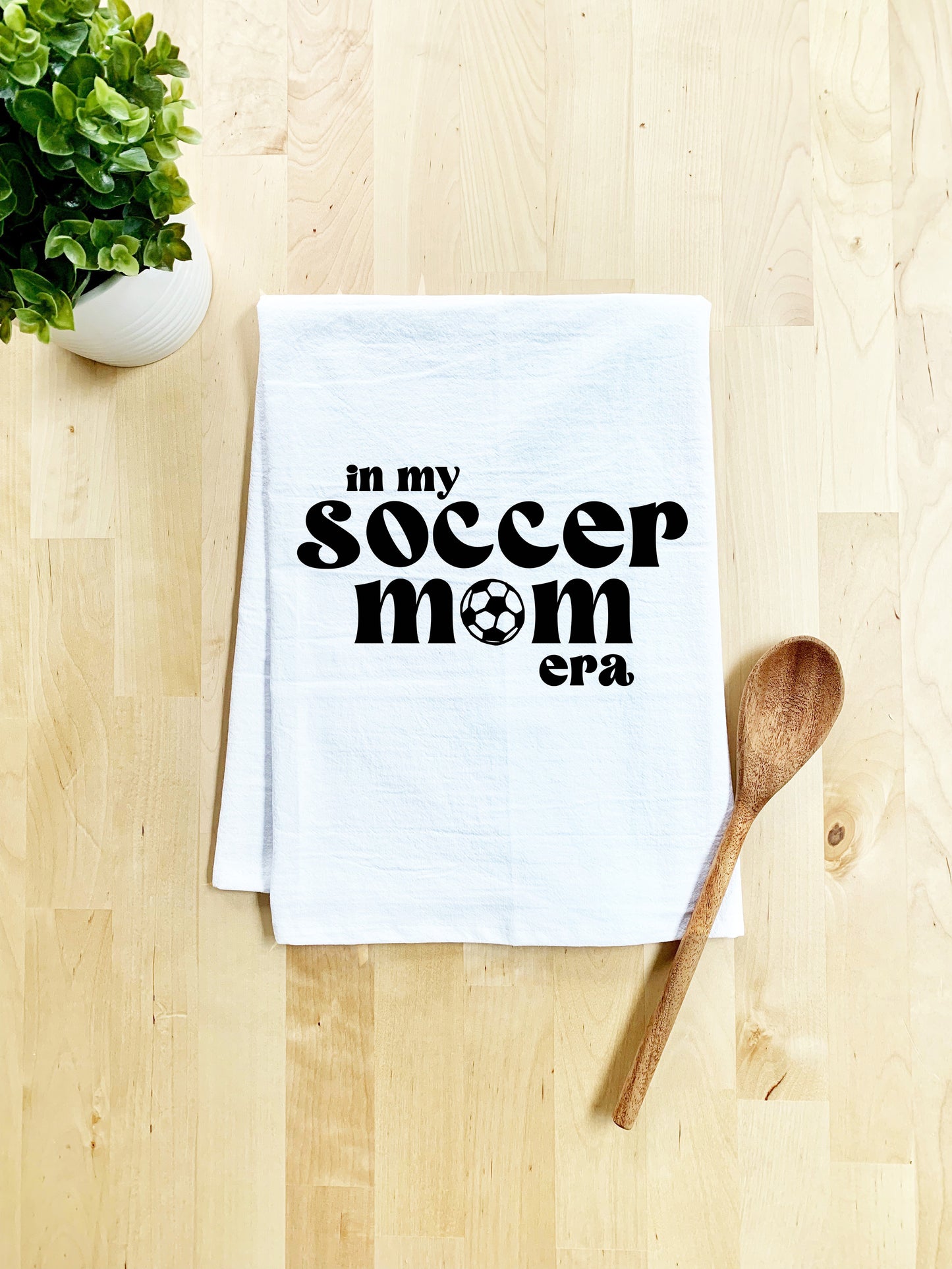 In My Soccer Mom Era Dish Towel - White Or Gray